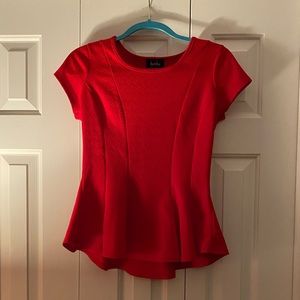 Size Medium (Juniors) by & by Red Peplum Short-Sleeve Shirt